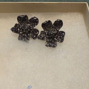 Francesca's Collections Black Floral Earrings